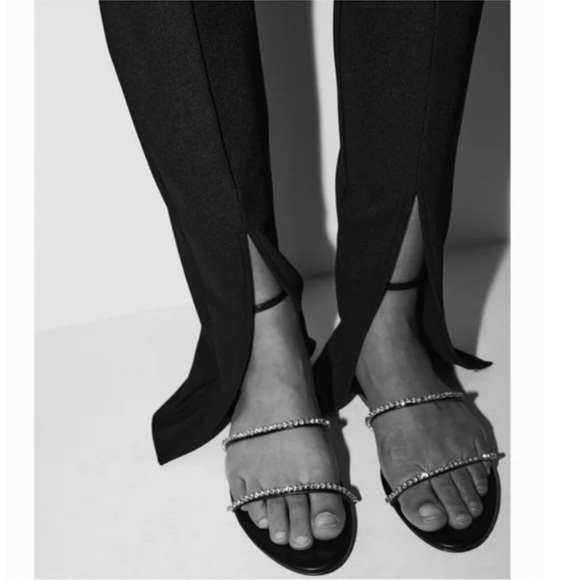 Zara NWT Strappy Black Rhinestone Sandals size 38 / 7.5 - Picture 3 of 10